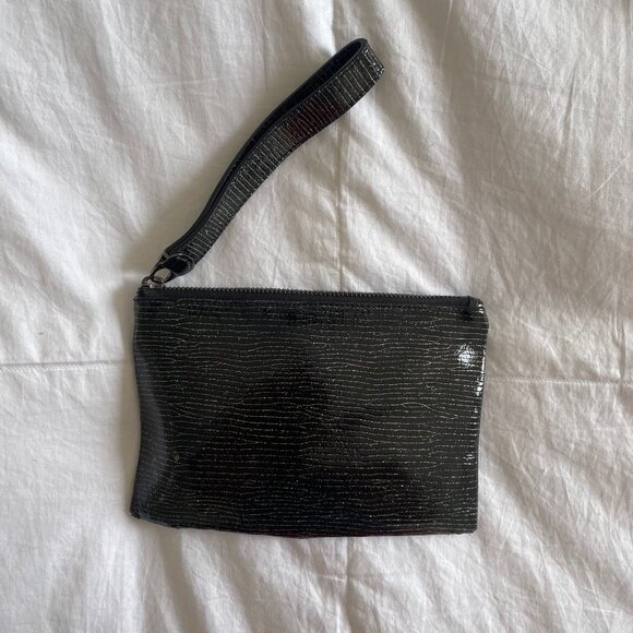 Henri Bendel Black & Metallic Wristlet Clutch - Picture 1 of 5